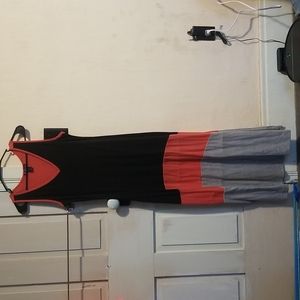 Xl maxi dress, black, coral, gray